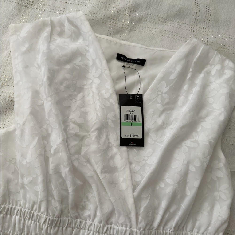 NWT Tommy Hilfiger White Sleeveless Midi Dress M/L - Picture 5 of 6